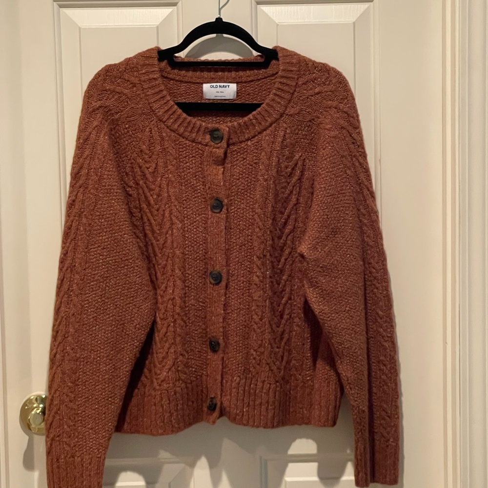 Old Navy Women's Brown Cable Knit Cardigan Sweater